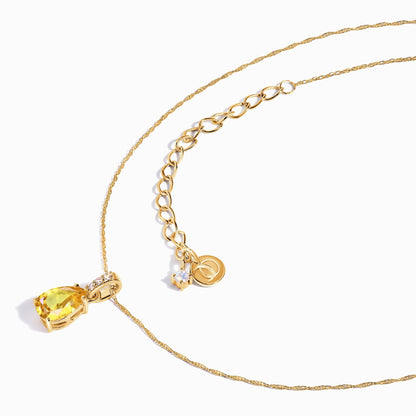 Citrine Lab Diamond Necklace Sway - November Birthstone