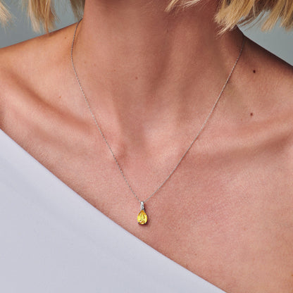 Citrine Lab Diamond Necklace Sway - November Birthstone