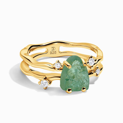 Raw Crystal Ring - Flow Green Apatite