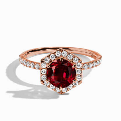 Garnet Lab Diamond Ring - My Eternal Round Halo Pavé