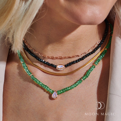 Green Onyx Free Spirit Necklace & Herringbone Chain