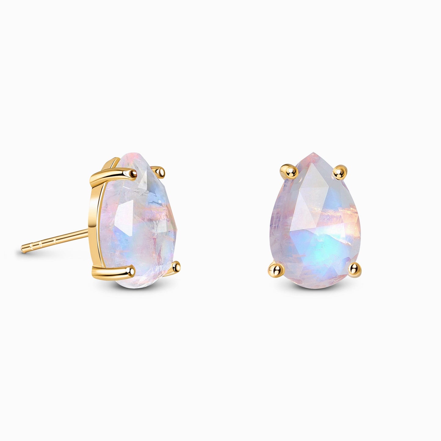 Moonstone Earrings - Bright Drop Studs