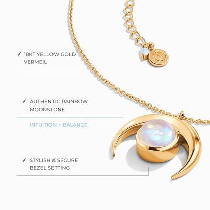 Moonstone Necklace - Crescent Moon