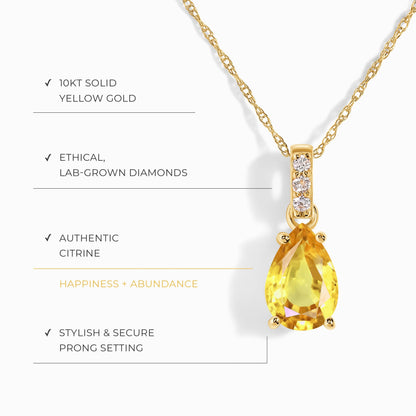 Citrine Lab Diamond Necklace Sway - November Birthstone