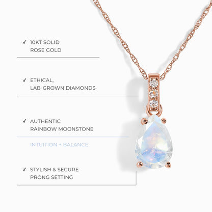 Moonstone Lab Diamond Necklace Sway - June Birthstone