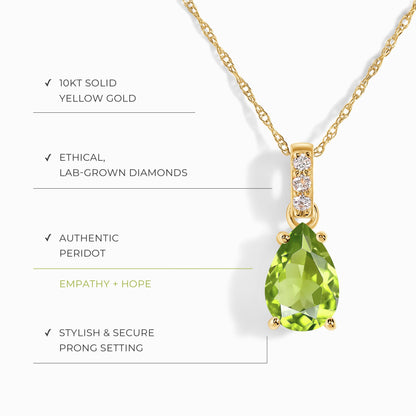 Peridot Lab Diamond Necklace Sway - August Birthstone