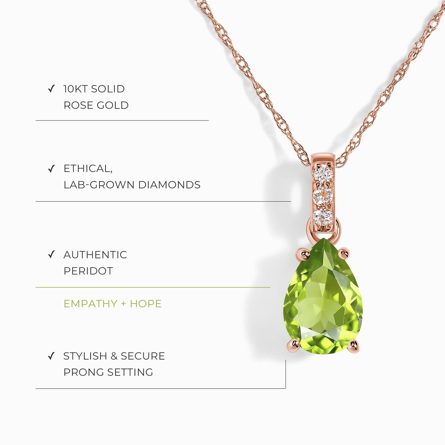 Peridot Lab Diamond Necklace Sway - August Birthstone