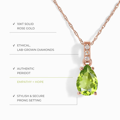 Peridot Lab Diamond Necklace Sway - August Birthstone