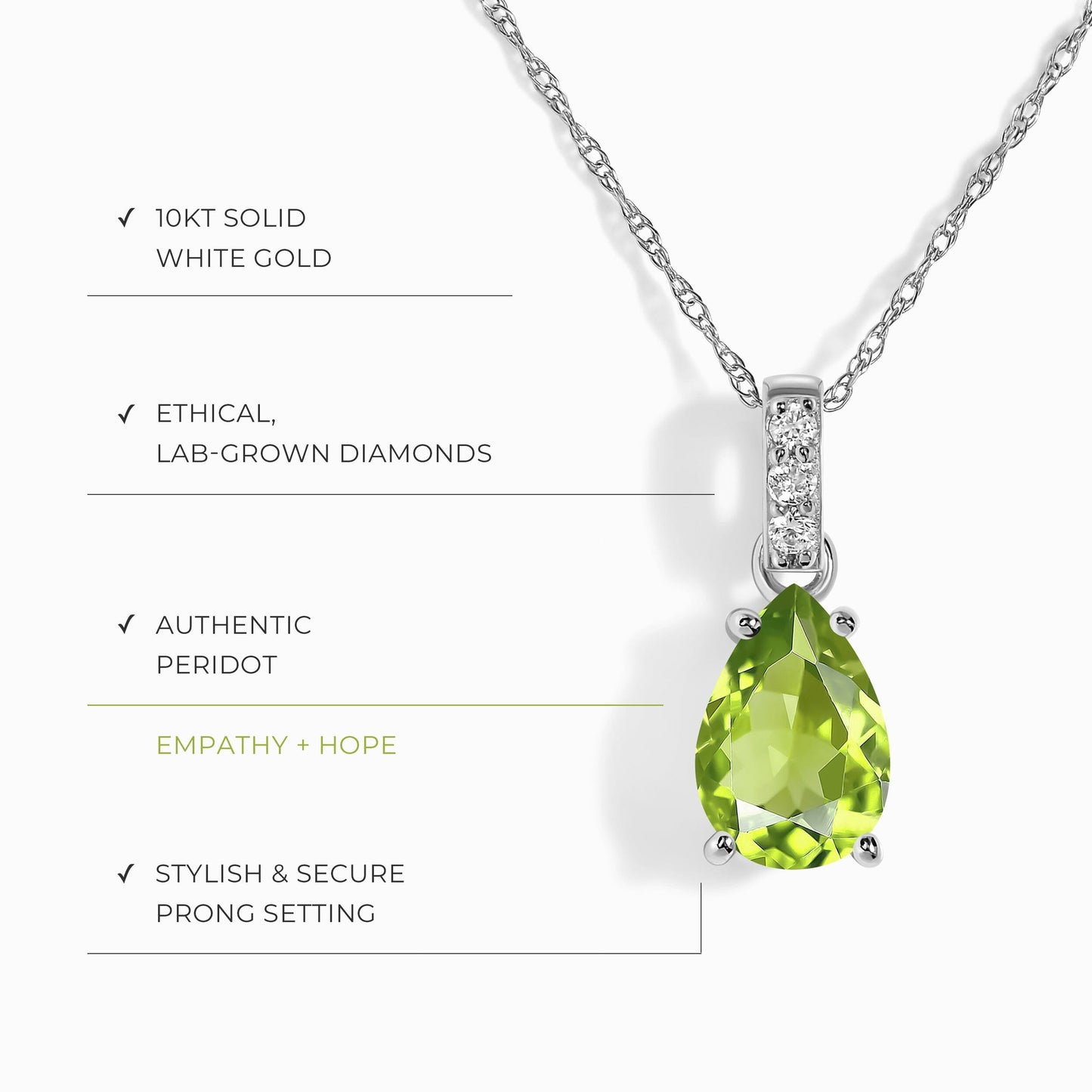 Peridot Lab Diamond Necklace Sway - August Birthstone