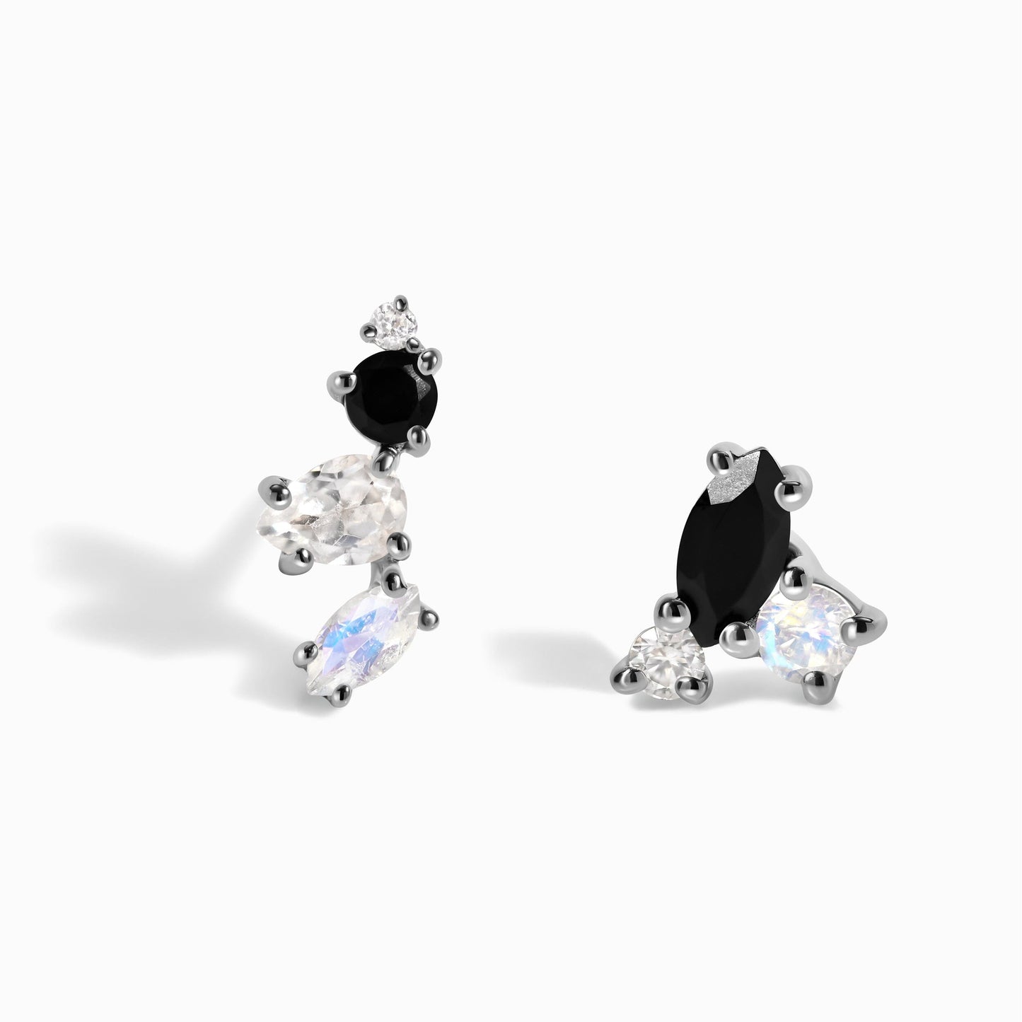 Moonstone Black Onyx Earrings - Aerial Climbers