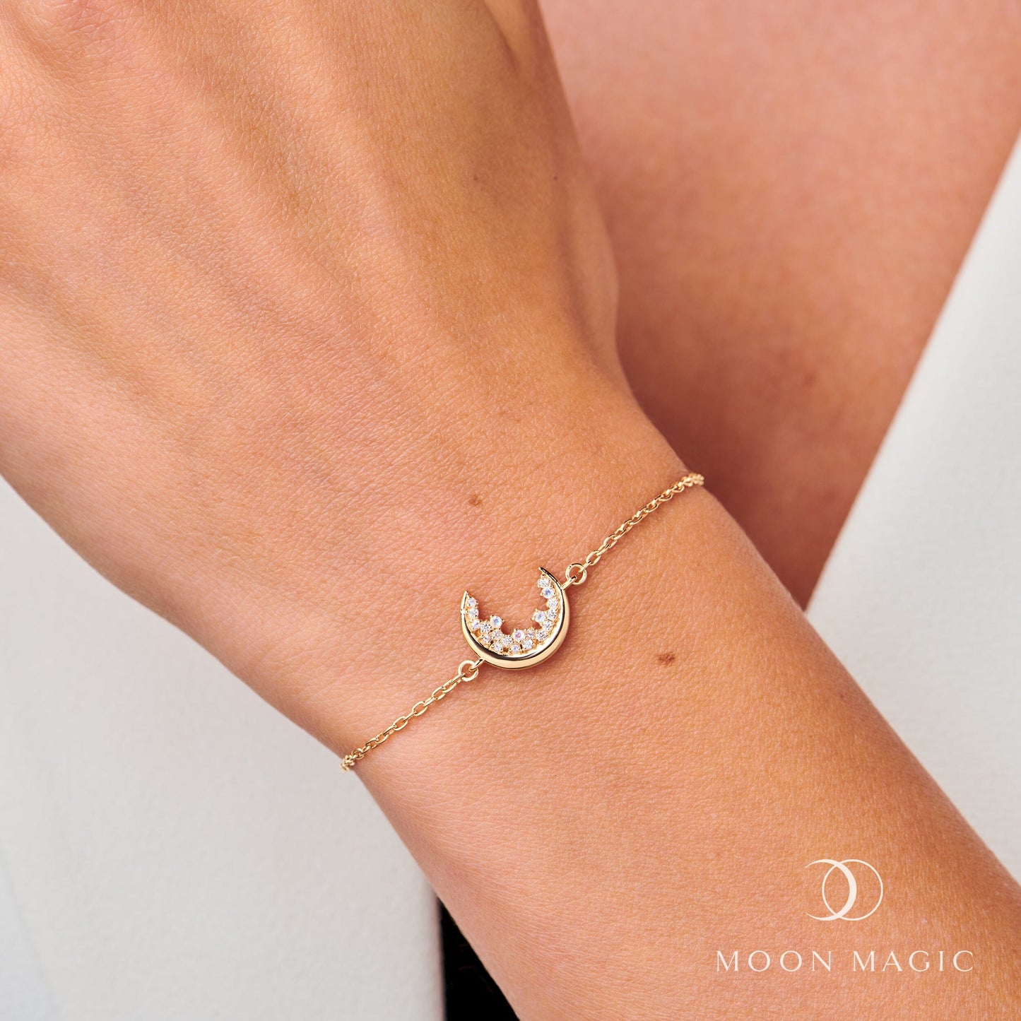 Moonstone White Zircon Bracelet - Lush Luna