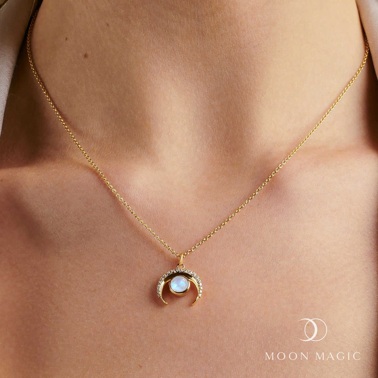 Moonstone White Zircon Necklace - Luxe Moon