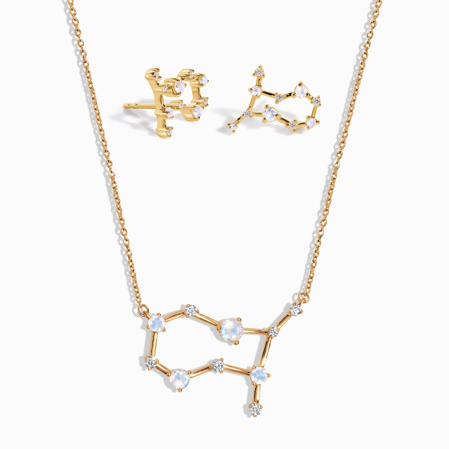 Gemini Zodiac Constellation Necklace & Earrings