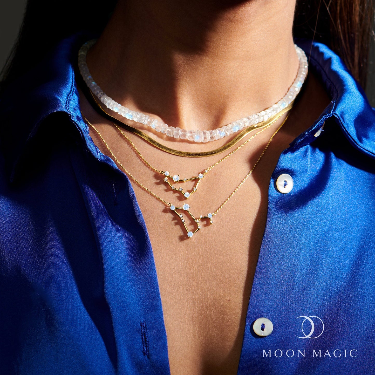 Moonstone Necklace - Leo Zodiac Constellation