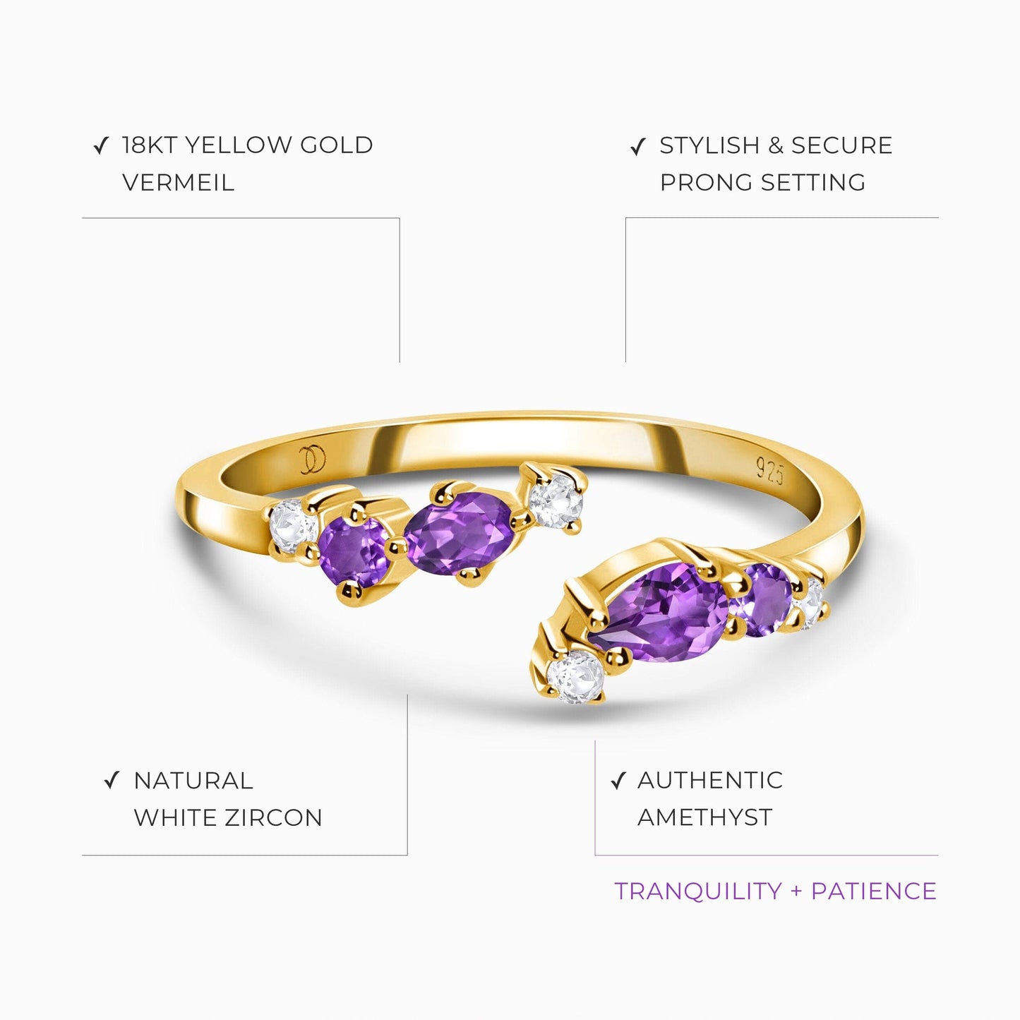 Adjustable Amethyst Ring - Flourish