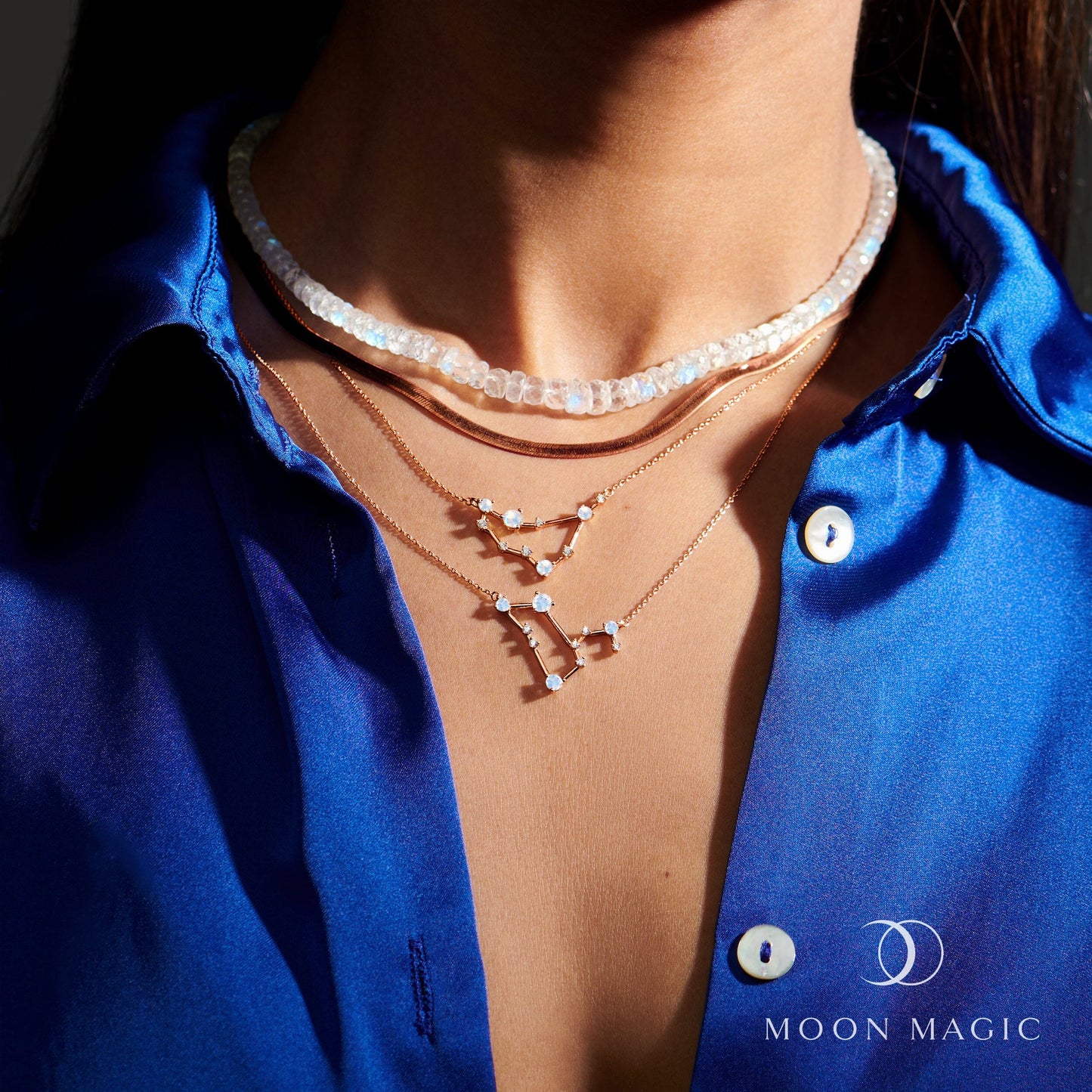 Moonstone Necklace - Capricorn Zodiac Constellation