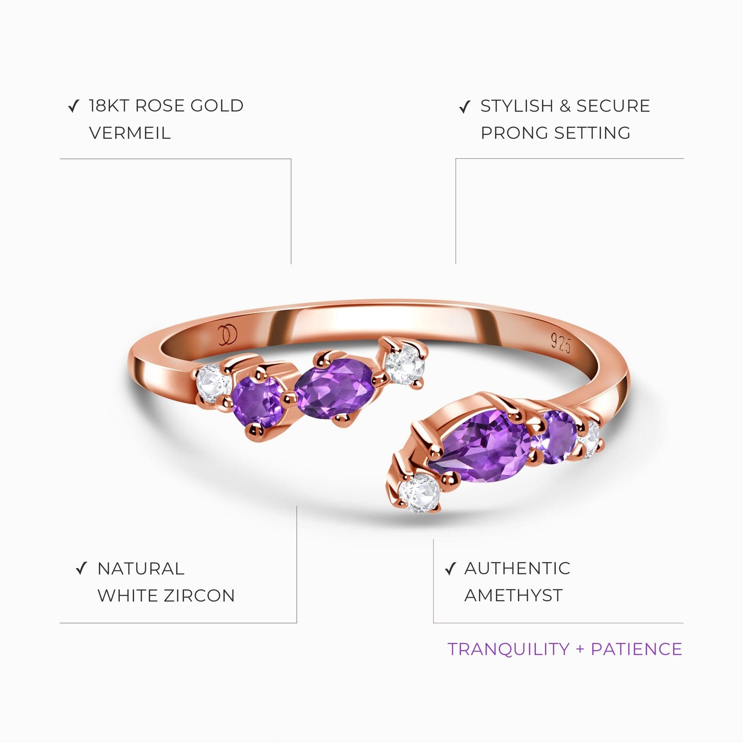 Adjustable Amethyst Ring - Flourish