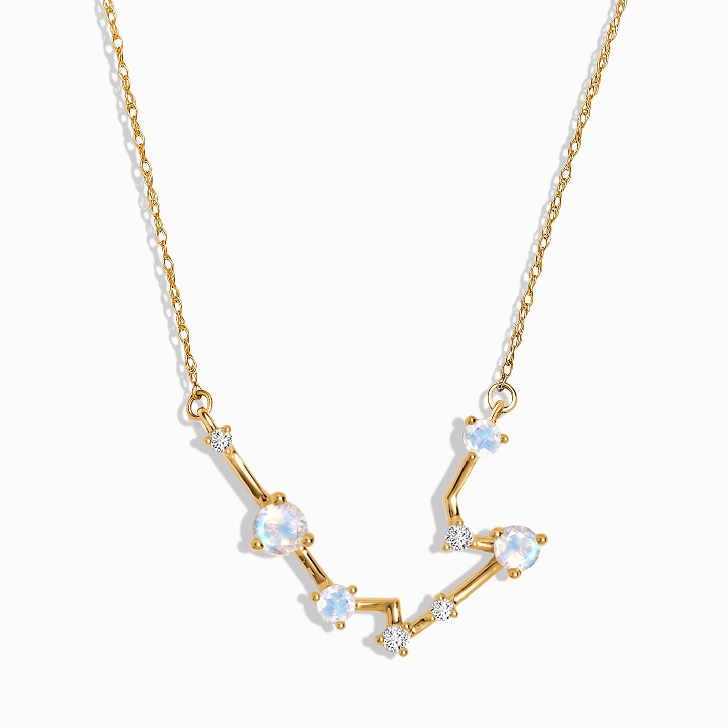 Moonstone Diamond Necklace - Aquarius Zodiac Constellation