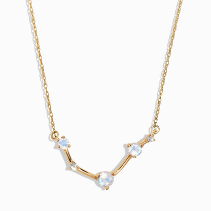 Moonstone Diamond Necklace - Aries Zodiac Constellation