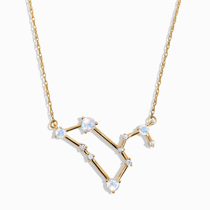 Moonstone Lab Diamond Necklace - Leo Zodiac Constellation