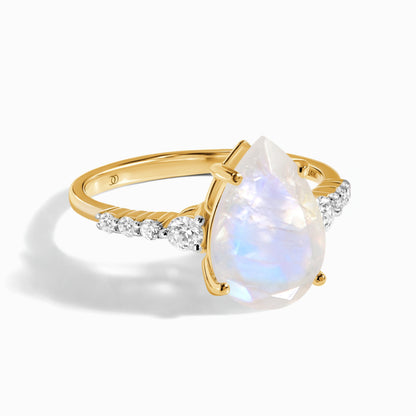 Moonstone Lab Diamond Ring - Queen Of Lustre