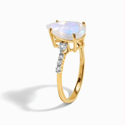 Moonstone Lab Diamond Ring - Queen Of Lustre