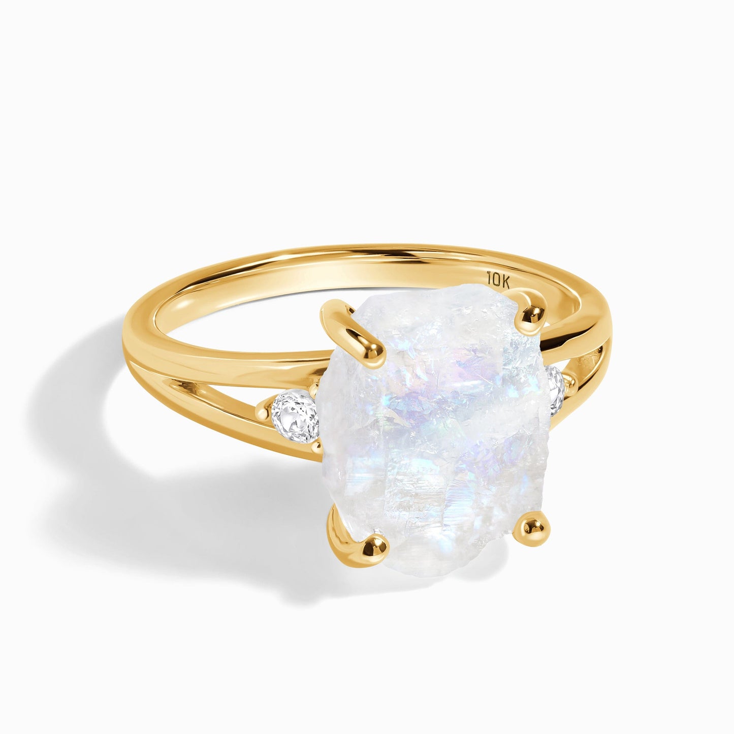 Moonstone Lab Diamond Ring - Raw Beauty