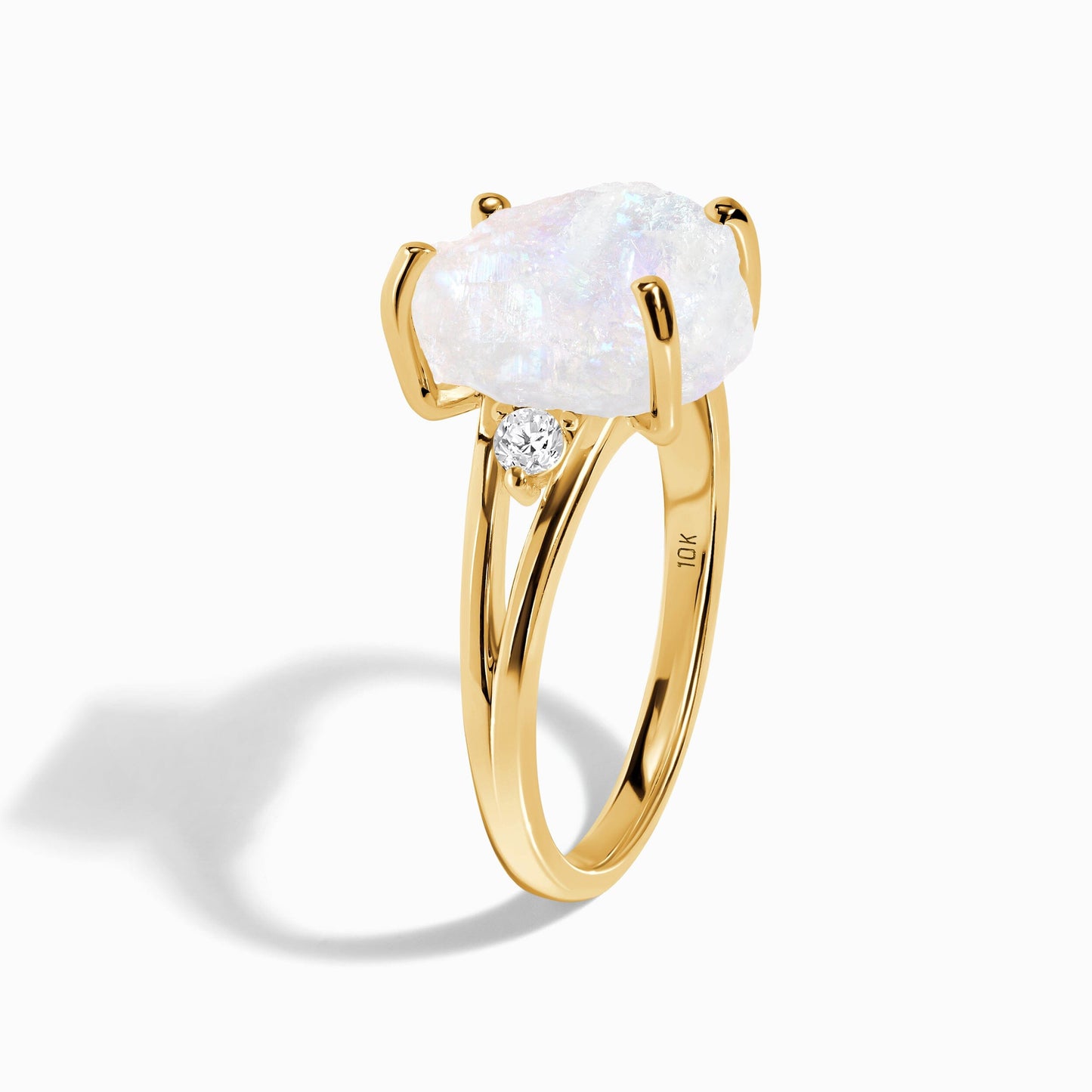 Moonstone Lab Diamond Ring - Raw Beauty