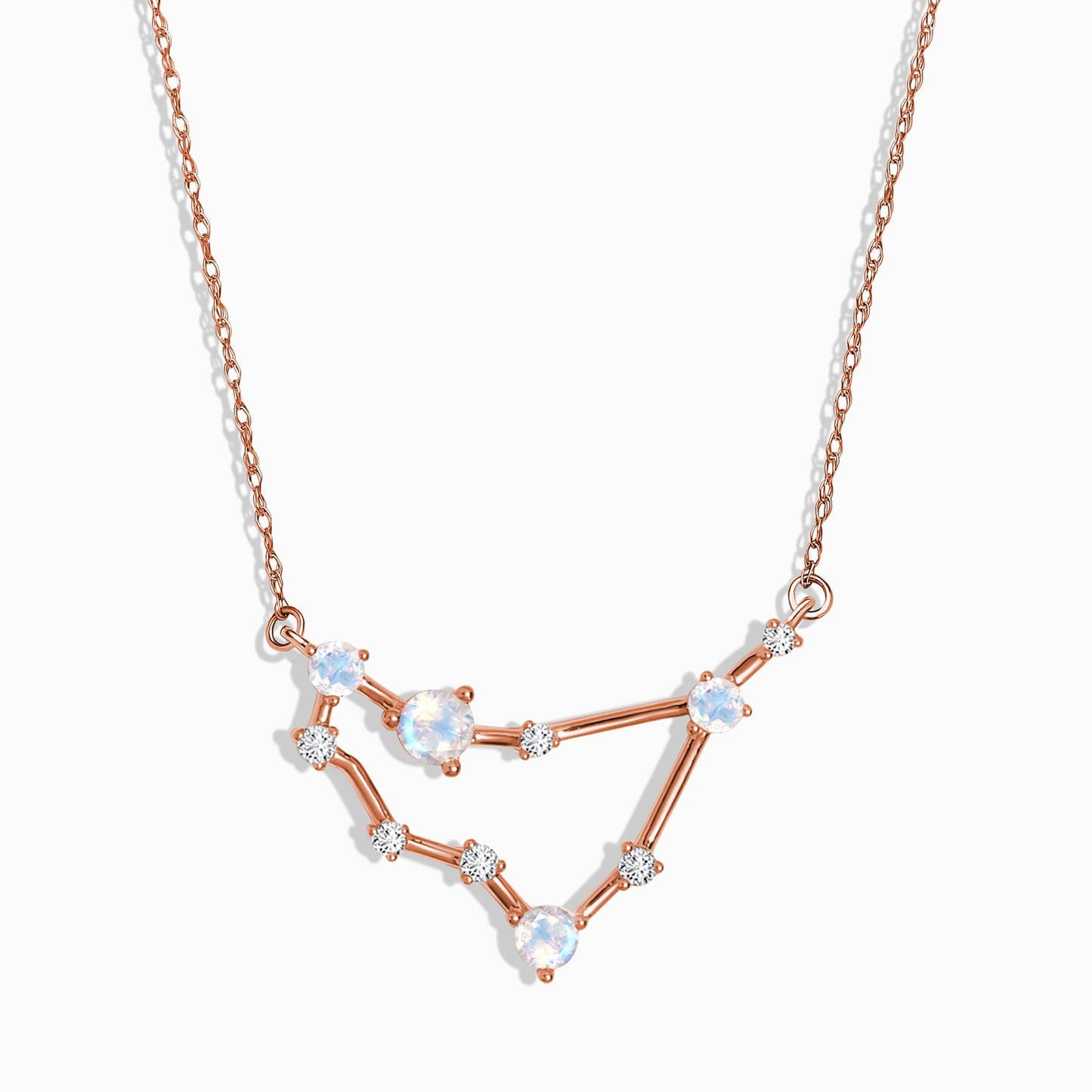 Moonstone Diamond Necklace - Capricorn Zodiac Constellation