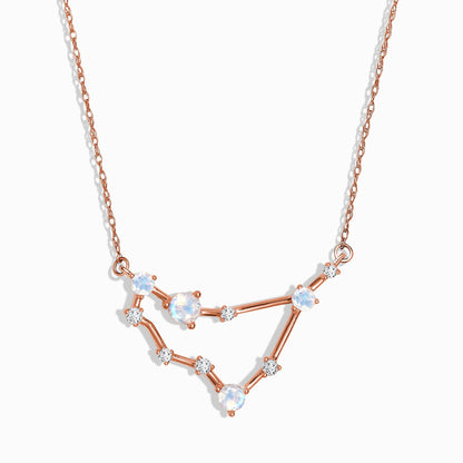 Moonstone Diamond Necklace - Capricorn Zodiac Constellation