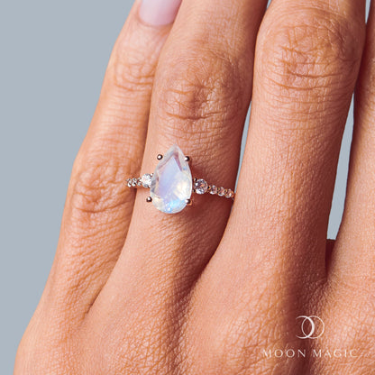 Moonstone Lab Diamond Ring - Queen Of Lustre