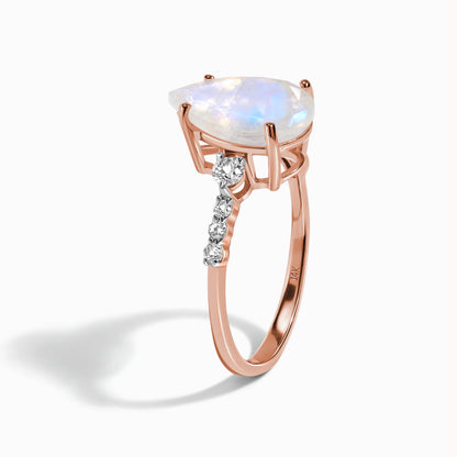 Moonstone Lab Diamond Ring - Queen Of Lustre