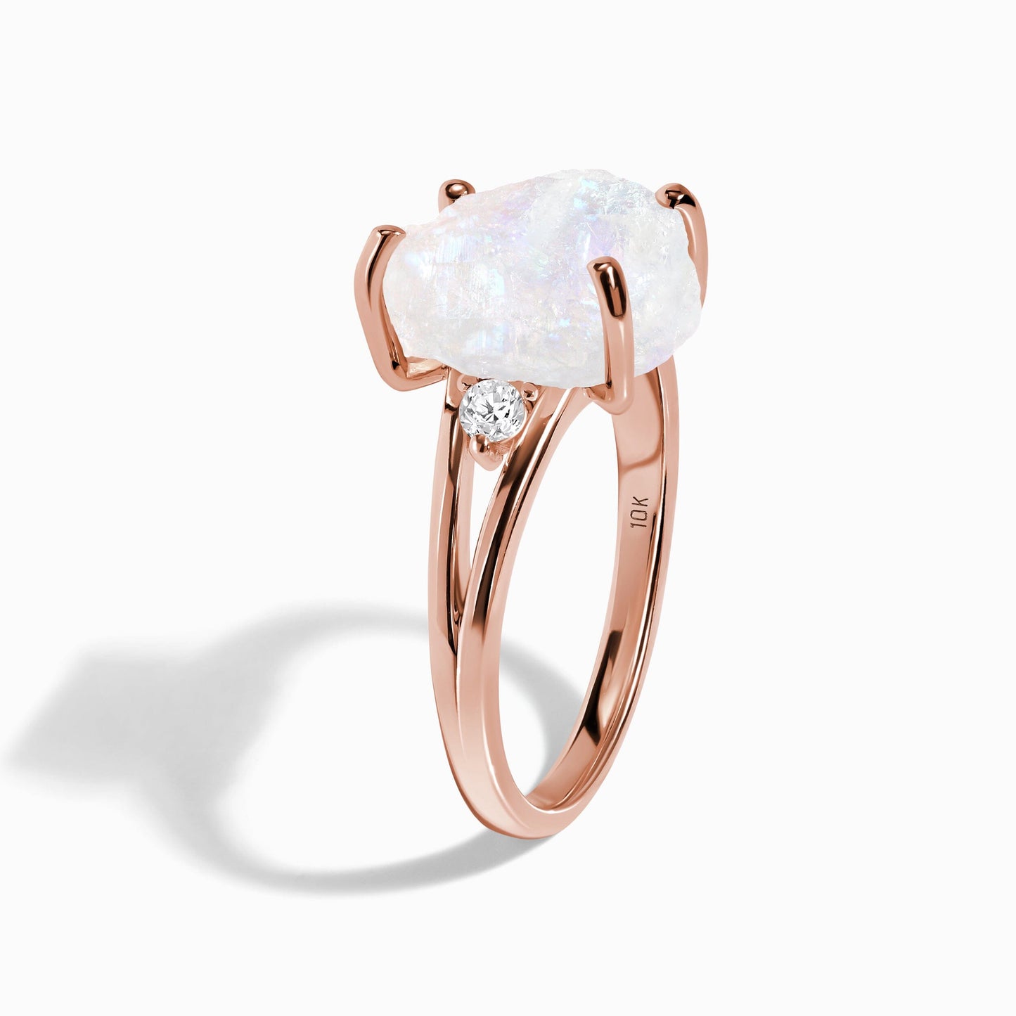 Moonstone Lab Diamond Ring - Raw Beauty