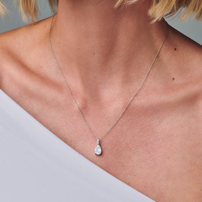 Moonstone Lab Diamond Necklace Sway - June Birthstone