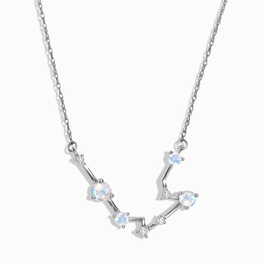 Moonstone Lab Diamond Necklace - Aquarius Zodiac Constellation