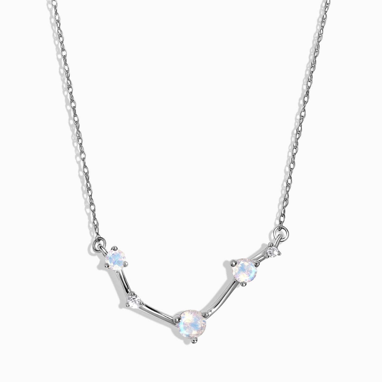 Moonstone Diamond Necklace - Aries Zodiac Constellation