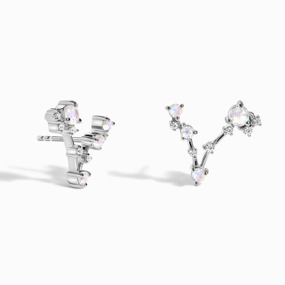 Moonstone Diamond Earrings - Pisces Zodiac Constellation