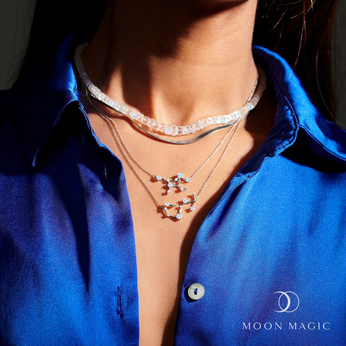 Moonstone Necklace - Scorpio Zodiac Constellation