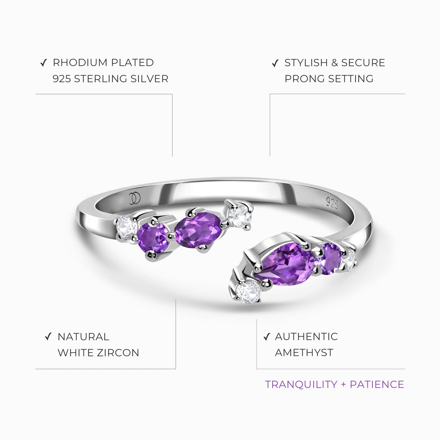 Adjustable Amethyst Ring - Flourish