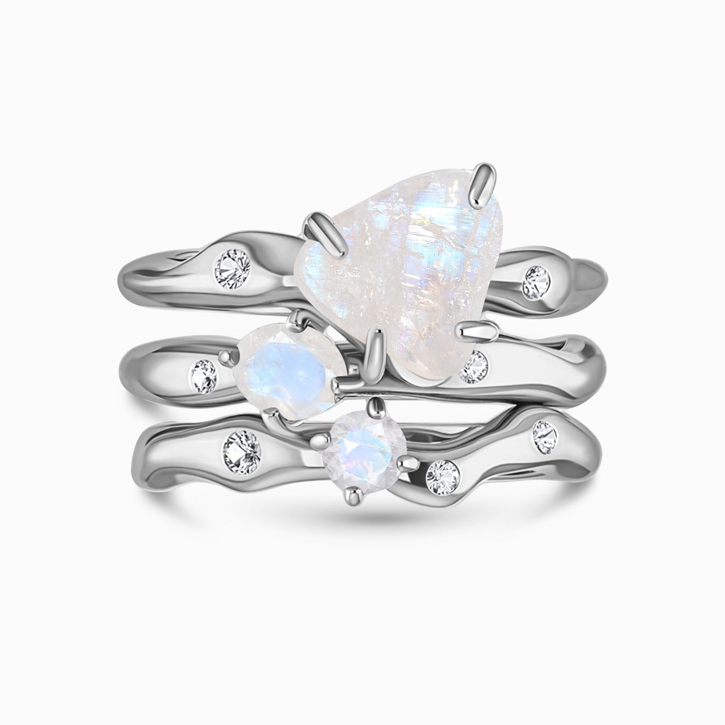 Moonstone Ring - Dazzling Trinity