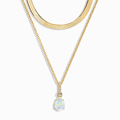 October Birthstone Sway Necklace & Herringbone Chain