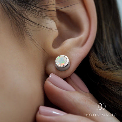 Opal Studs - Solitaire