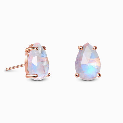 Moonstone Earrings - Bright Drop Studs