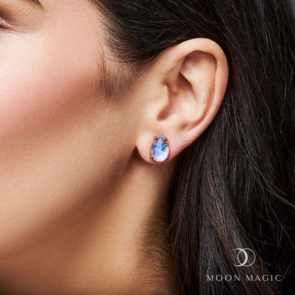 Moonstone Earrings - Bright Drop Studs