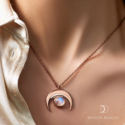 Moonstone Necklace - Crescent Moon