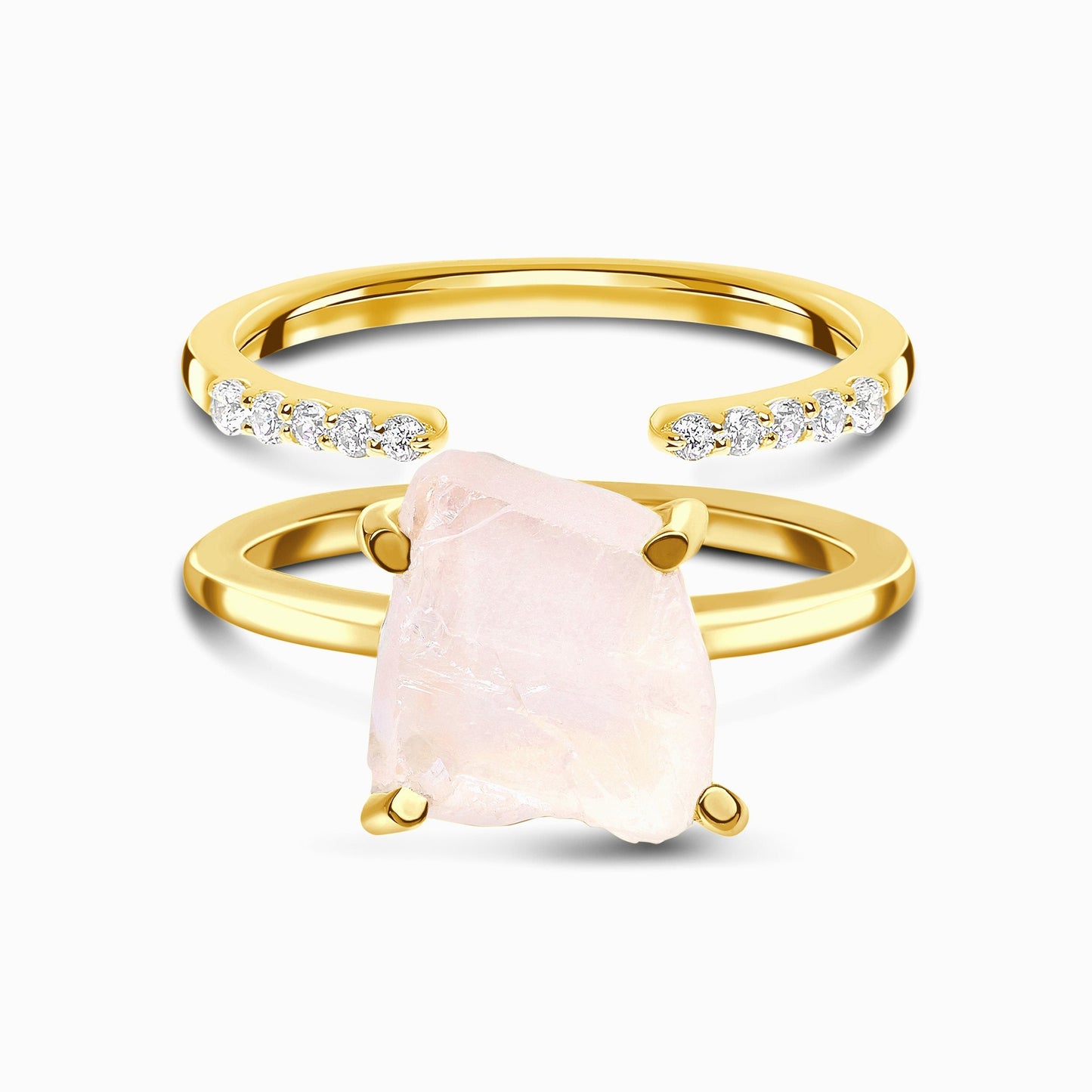 Petite Rose Quartz Ring & Twinkling Band