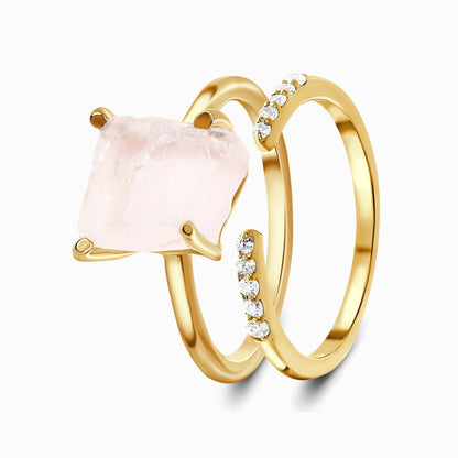 Petite Rose Quartz Ring & Twinkling Band