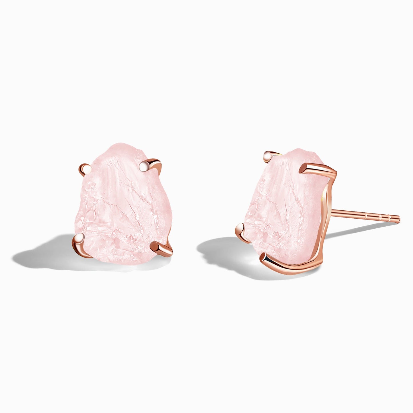 Raw Crystal Studs - Rose Quartz Studs