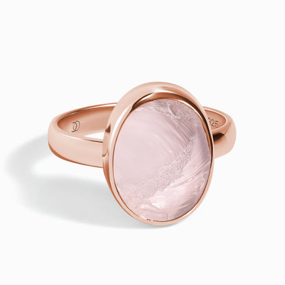 Raw Crystal Ring - Enfolded Rose Quartz