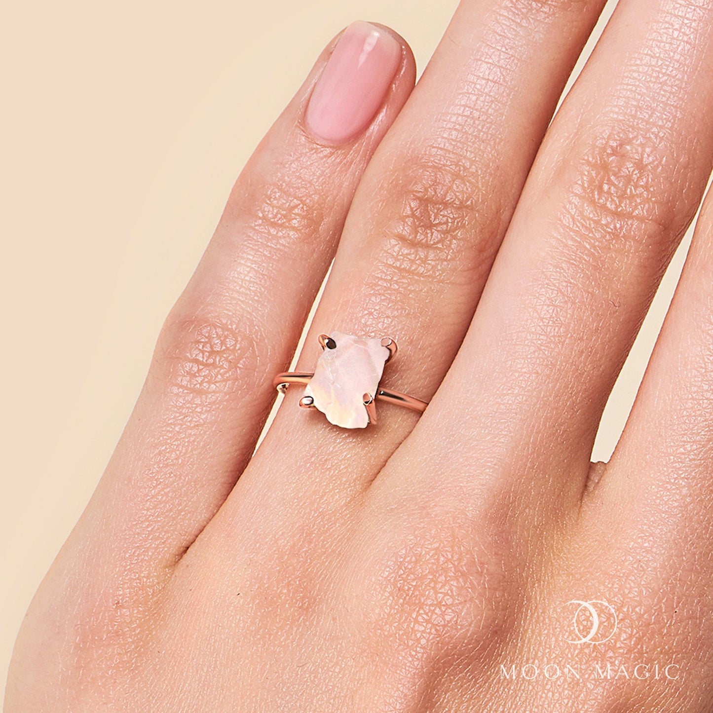 Raw Crystal Ring - Petite Rose Quartz